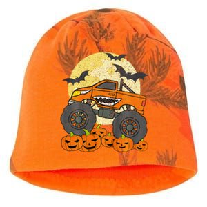 Monster Truck Halloween Jack O Lantern Moon Pumpkin Kati - Camo Knit Beanie