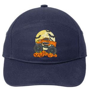 Monster Truck Halloween Jack O Lantern Moon Pumpkin 7-Panel Snapback Hat