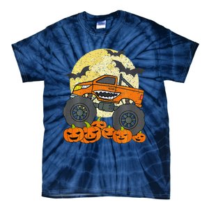 Monster Truck Halloween Jack O Lantern Moon Pumpkin Tie-Dye T-Shirt