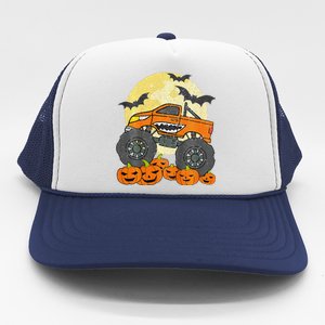 Monster Truck Halloween Jack O Lantern Moon Pumpkin Trucker Hat