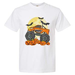 Monster Truck Halloween Jack O Lantern Moon Pumpkin Garment-Dyed Heavyweight T-Shirt