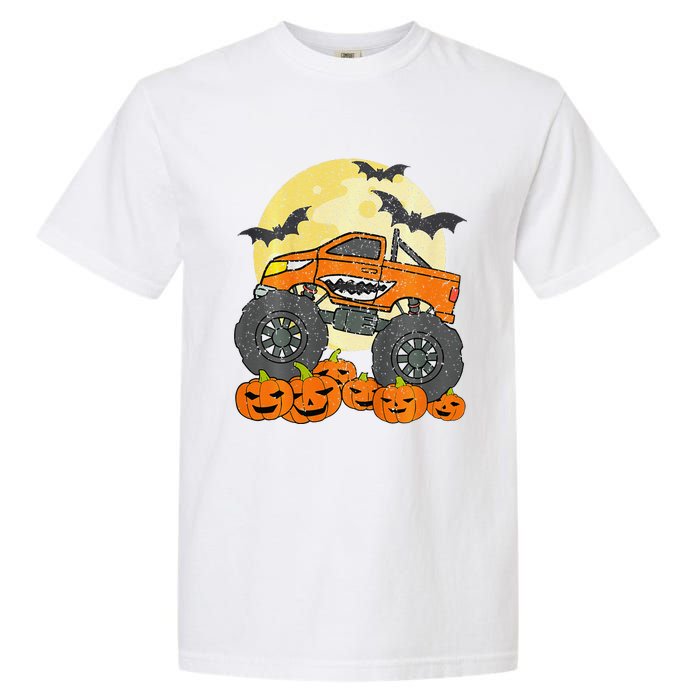 Monster Truck Halloween Jack O Lantern Moon Pumpkin Garment-Dyed Heavyweight T-Shirt