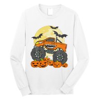 Monster Truck Halloween Jack O Lantern Moon Pumpkin Long Sleeve Shirt