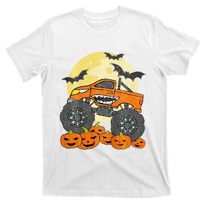 Monster Truck Halloween Jack O Lantern Moon Pumpkin T-Shirt