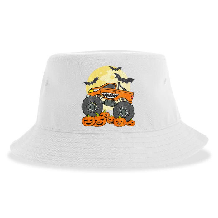 Monster Truck Halloween Jack O Lantern Moon Pumpkin Sustainable Bucket Hat