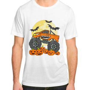 Monster Truck Halloween Jack O Lantern Moon Pumpkin Adult ChromaSoft Performance T-Shirt