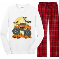 Monster Truck Halloween Jack O Lantern Moon Pumpkin Long Sleeve Pajama Set