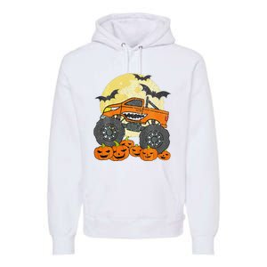 Monster Truck Halloween Jack O Lantern Moon Pumpkin Premium Hoodie