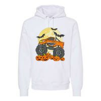 Monster Truck Halloween Jack O Lantern Moon Pumpkin Premium Hoodie