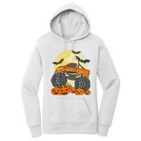 Monster Truck Halloween Jack O Lantern Moon Pumpkin Women's Pullover Hoodie