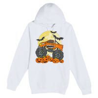 Monster Truck Halloween Jack O Lantern Moon Pumpkin Premium Pullover Hoodie