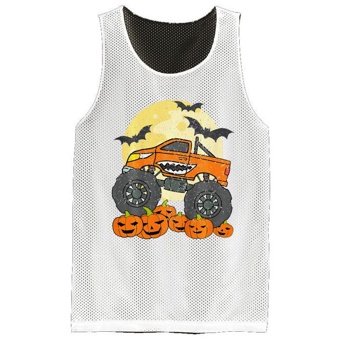 Monster Truck Halloween Jack O Lantern Moon Pumpkin Mesh Reversible Basketball Jersey Tank