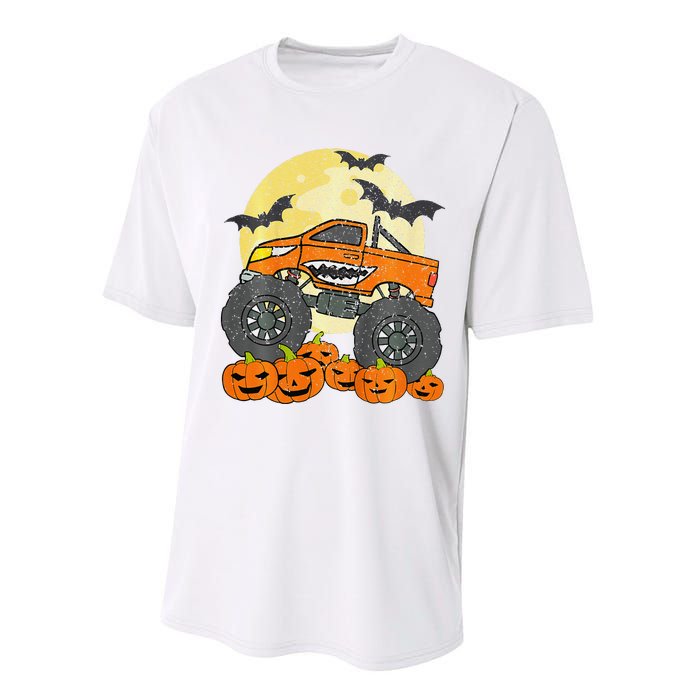 Monster Truck Halloween Jack O Lantern Moon Pumpkin Performance Sprint T-Shirt