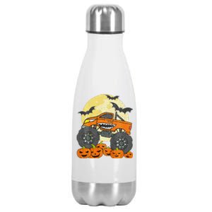 Monster Truck Halloween Jack O Lantern Moon Pumpkin Stainless Steel Insulated Water Bottle