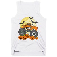 Monster Truck Halloween Jack O Lantern Moon Pumpkin Tank Top