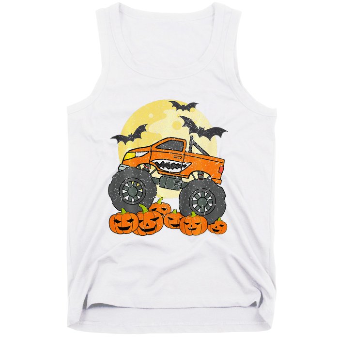 Monster Truck Halloween Jack O Lantern Moon Pumpkin Tank Top