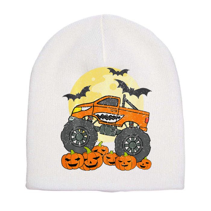 Monster Truck Halloween Jack O Lantern Moon Pumpkin Short Acrylic Beanie