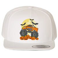 Monster Truck Halloween Jack O Lantern Moon Pumpkin Wool Snapback Cap