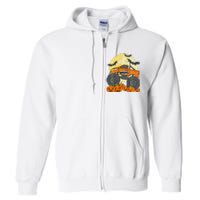 Monster Truck Halloween Jack O Lantern Moon Pumpkin Full Zip Hoodie