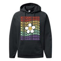 My Tummy Hurts Tummy Ache Survivor Retro Sunflower Women Performance Fleece Hoodie