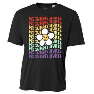 My Tummy Hurts Tummy Ache Survivor Retro Sunflower Women Cooling Performance Crew T-Shirt