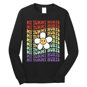 My Tummy Hurts Tummy Ache Survivor Retro Sunflower Women Long Sleeve Shirt