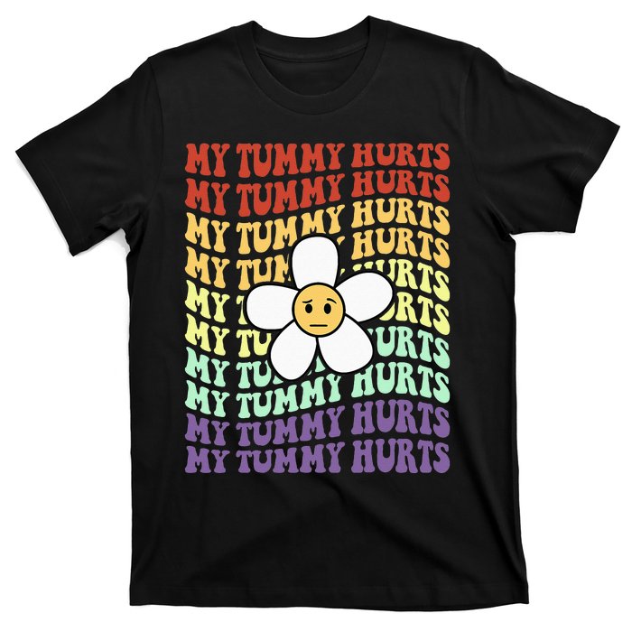 My Tummy Hurts Tummy Ache Survivor Retro Sunflower Women T-Shirt