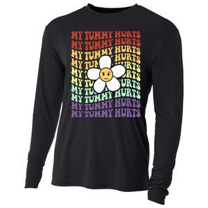 My Tummy Hurts Tummy Ache Survivor Retro Sunflower Women Cooling Performance Long Sleeve Crew