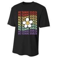 My Tummy Hurts Tummy Ache Survivor Retro Sunflower Women Performance Sprint T-Shirt