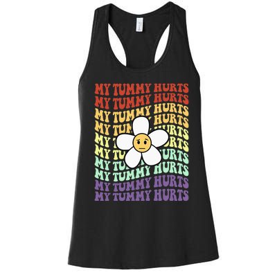 My Tummy Hurts Tummy Ache Survivor Retro Sunflower Women Women's Racerback Tank