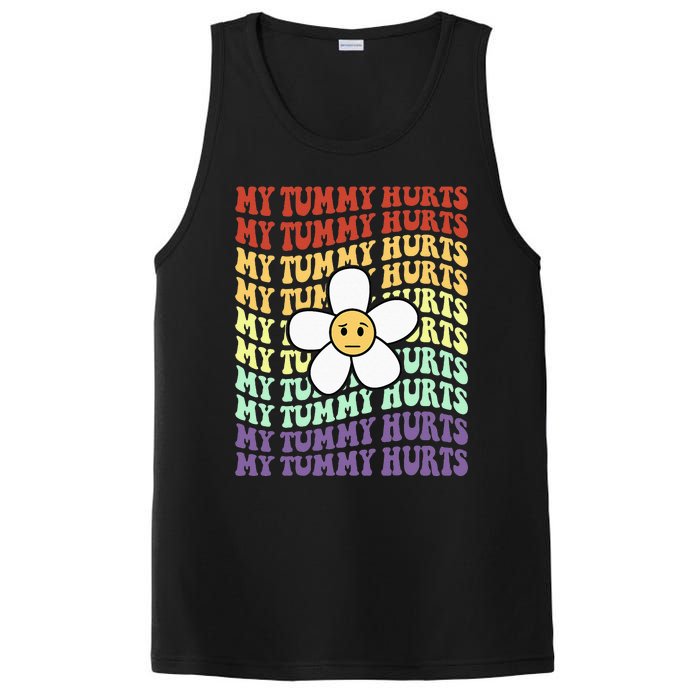 My Tummy Hurts Tummy Ache Survivor Retro Sunflower Women PosiCharge Competitor Tank