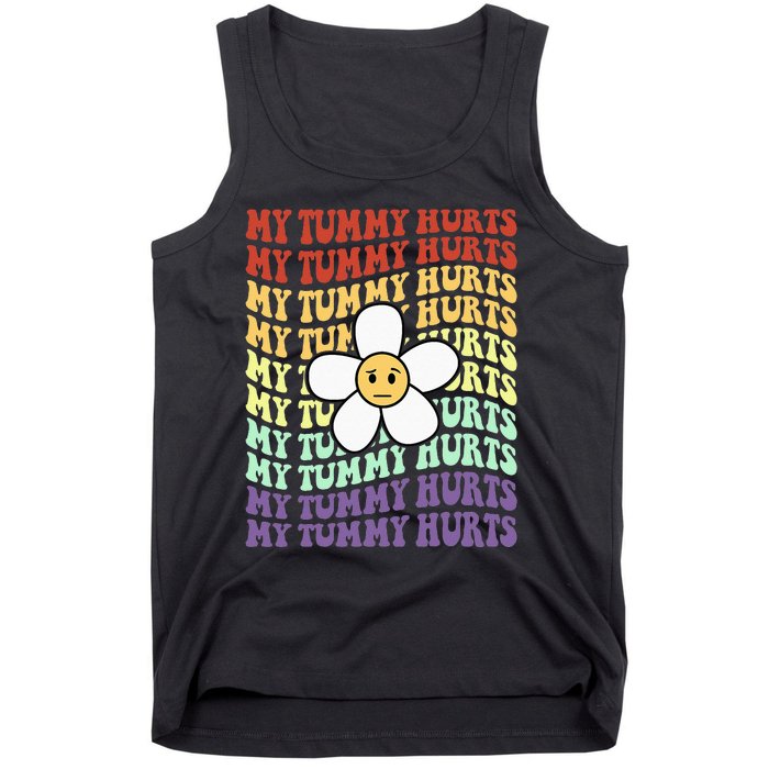 My Tummy Hurts Tummy Ache Survivor Retro Sunflower Women Tank Top