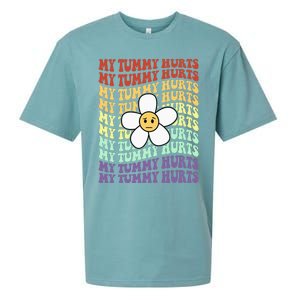 My Tummy Hurts Tummy Ache Survivor Retro Sunflower Women Sueded Cloud Jersey T-Shirt