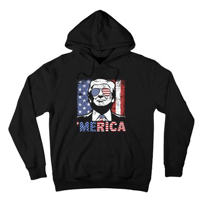 Merica Trump Happy 4th Of July Trump American Flag Hoodie