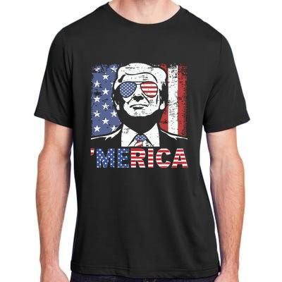 Merica Trump Happy 4th Of July Trump American Flag Adult ChromaSoft Performance T-Shirt