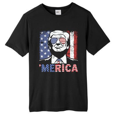 Merica Trump Happy 4th Of July Trump American Flag Tall Fusion ChromaSoft Performance T-Shirt