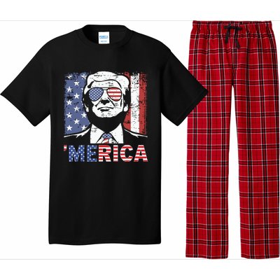 Merica Trump Happy 4th Of July Trump American Flag Pajama Set