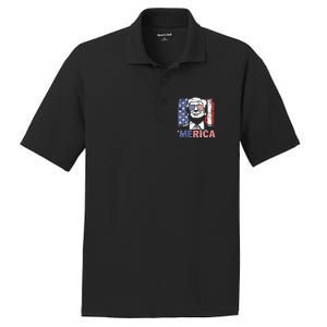 Merica Trump Happy 4th Of July Trump American Flag PosiCharge RacerMesh Polo