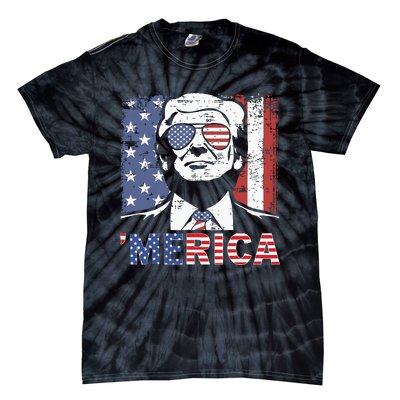 Merica Trump Happy 4th Of July Trump American Flag Tie-Dye T-Shirt