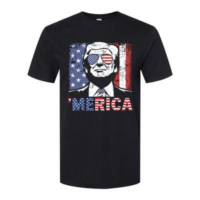 Merica Trump Happy 4th Of July Trump American Flag Softstyle CVC T-Shirt