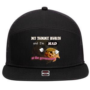 My Tummy Hurts And Im MAD At The Government 7 Panel Mesh Trucker Snapback Hat