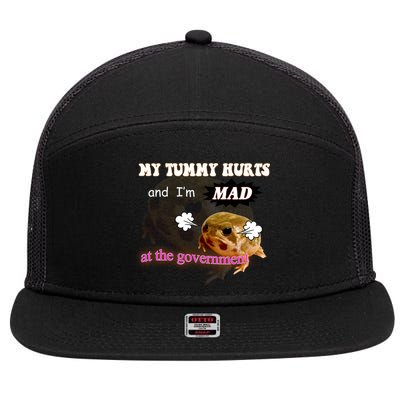 My Tummy Hurts And Im MAD At The Government 7 Panel Mesh Trucker Snapback Hat