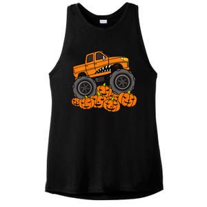 Monster Truck Halloween Jack O Lantern Pumpkin Ladies PosiCharge Tri-Blend Wicking Tank