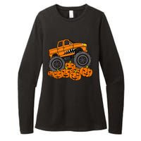 Monster Truck Halloween Jack O Lantern Pumpkin Womens CVC Long Sleeve Shirt