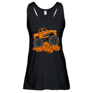 Monster Truck Halloween Jack O Lantern Pumpkin Ladies Essential Flowy Tank