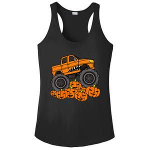 Monster Truck Halloween Jack O Lantern Pumpkin Ladies PosiCharge Competitor Racerback Tank