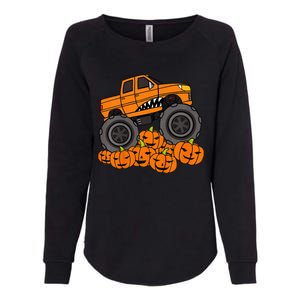 Monster Truck Halloween Jack O Lantern Pumpkin Womens California Wash Sweatshirt