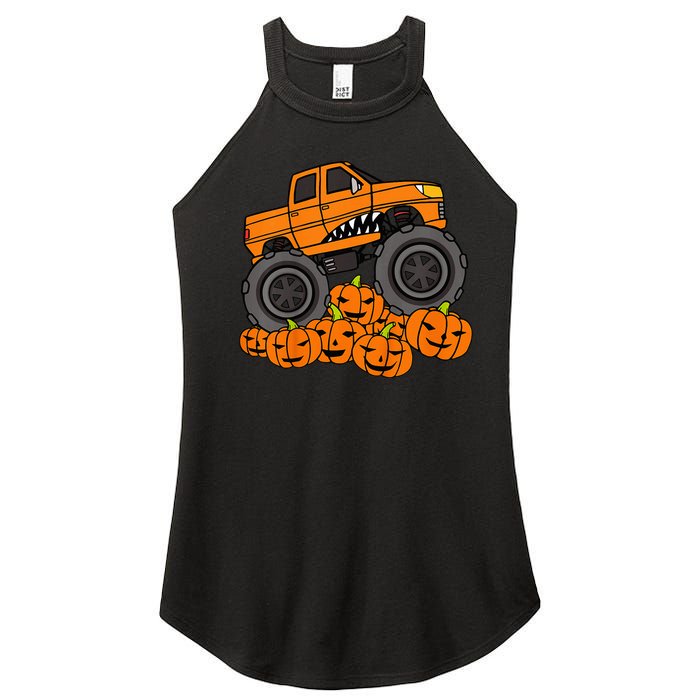 Monster Truck Halloween Jack O Lantern Pumpkin Women's Perfect Tri Rocker Tank