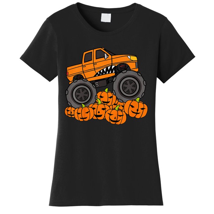 Monster Truck Halloween Jack O Lantern Pumpkin Women's T-Shirt