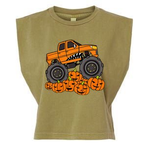 Monster Truck Halloween Jack O Lantern Pumpkin Garment-Dyed Women's Muscle Tee